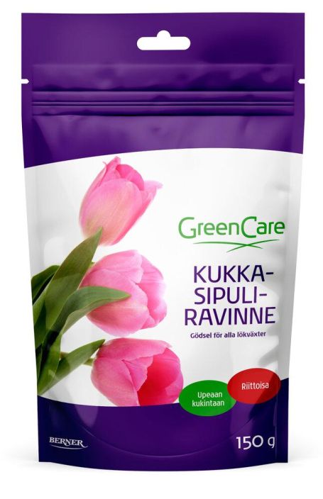 GreenCare Kukkasipuliravinne 150 g Pitkavaikutteinen sipulikukkaravinne kaikille sipulikasveille istutukseen ja hoitoon,